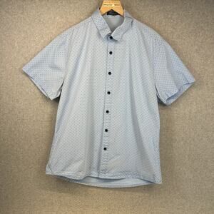 Wulful Shirt Mens Size L Light Blue Printed 100% Cotton Short Sleeve Button Up